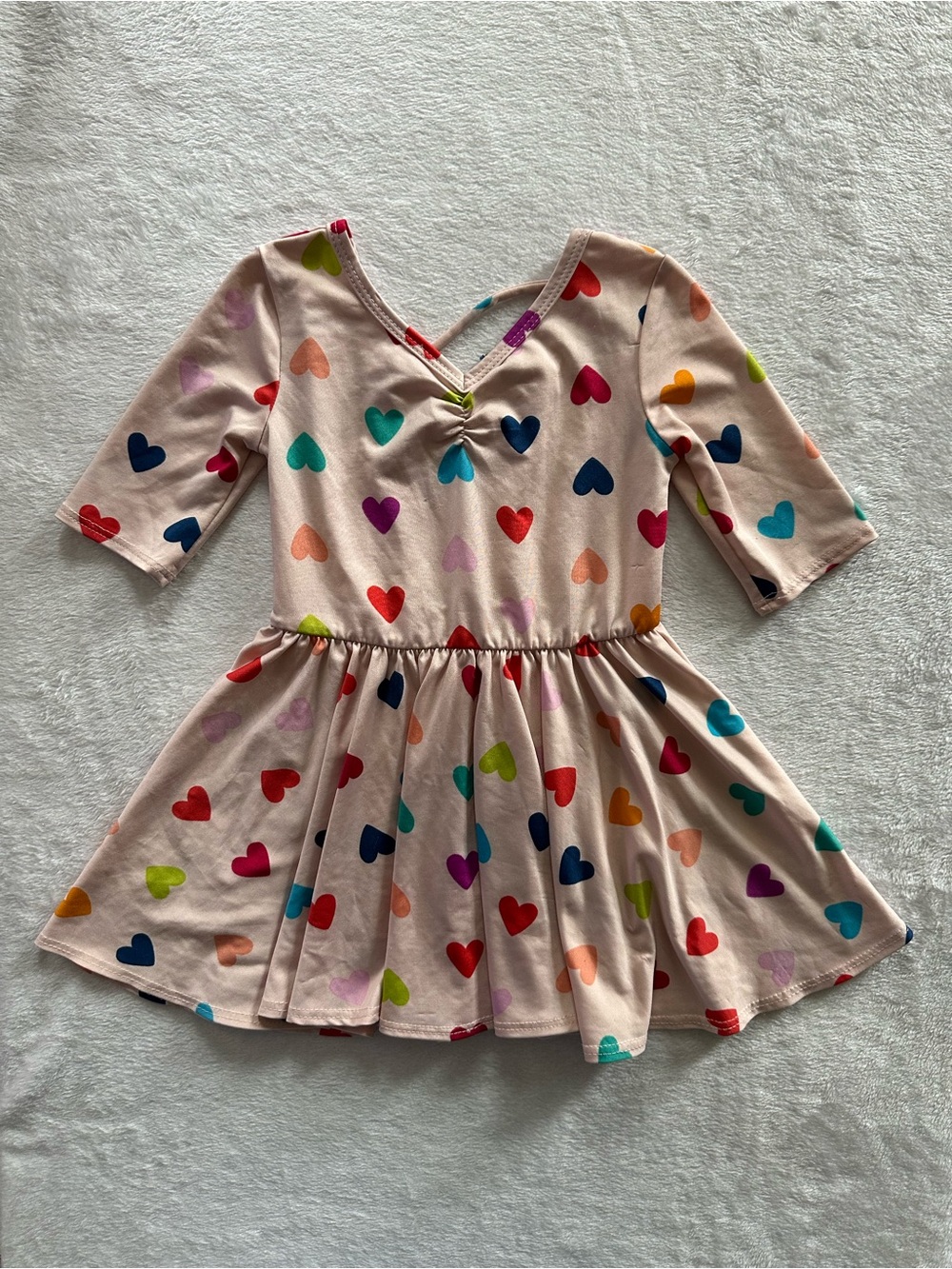 Dot Dot Smile Hearts Ballerina Dress Toddler Girls Size 2T 3/4 Sleeves